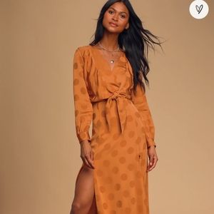 Burnt orange split leg dress from lulus